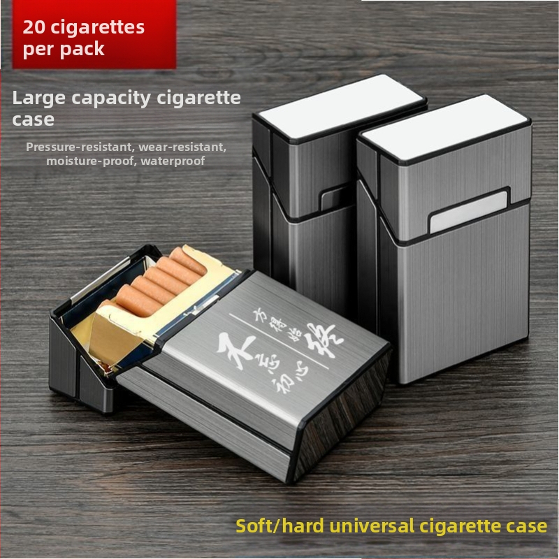 Puzdro na cigarety, 20 kusov, plné balenie pre mužov, mäkké a tvrdé hliníkové zliatiny, plastové, ultratenké, protitlakové, proti poteniu, prenosné tašky, kreatívna osobnosť