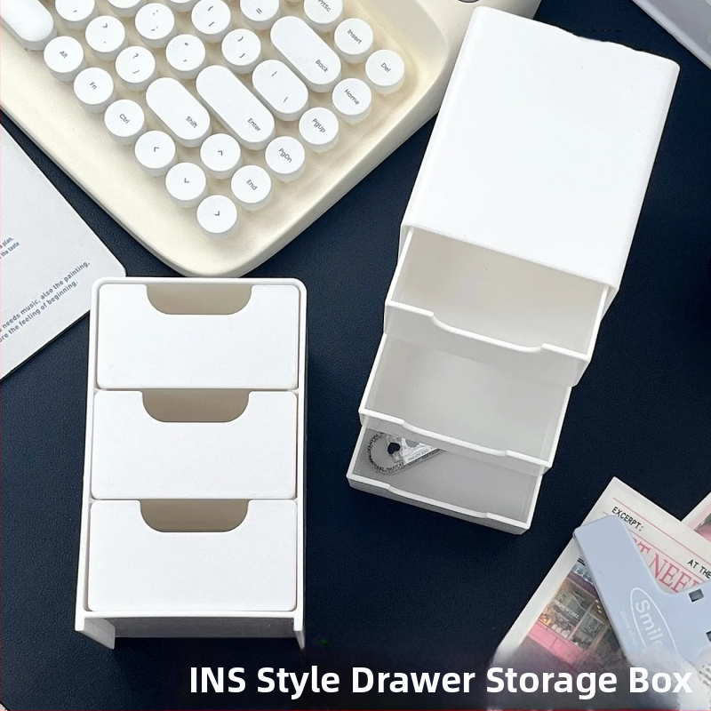 Трансгранична трислойна кутия за съхранение на чекмеджета в стил ins висококачествена кутия за съхранение на настолни компютри, завършваща кутия за съхранение на бижута и козметика
