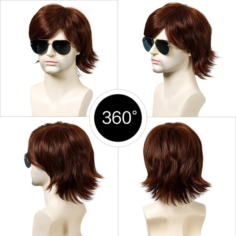 Euroopa ja Ameerika parukad Amazonilt, kuumad moe keskealised mehed pruunid lühikesed sirged juuksed piiriülese e-kaubanduse plahvatused laos