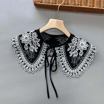 Διασυνοριακή καυτή πώληση Νέο μαύρο κοίλο κεντημένο ψεύτικο κολάρο γυναικών πολυλειτουργικό διακοσμητικό ώμου σάλι φούστα ψεύτικο κολάρο