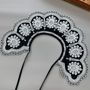 Διασυνοριακή καυτή πώληση Νέο μαύρο κοίλο κεντημένο ψεύτικο κολάρο γυναικών πολυλειτουργικό διακοσμητικό ώμου σάλι φούστα ψεύτικο κολάρο