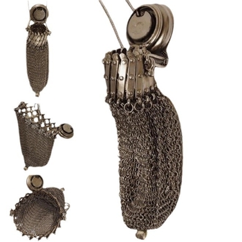 Μίνι αντίκα κουτί κερμάτων βρετανική τσάντα πορτοφολιού κερμάτων μόδα διπλό πλέγμα vintage πορτοφόλι αντίκα συλλεκτικό