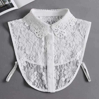 Χειμερινό κοστούμι με γιακά με βάση και βολάν για ενήλικες, μονόχρωμο, επίσημο λευκό πουλόβερ, ευέλικτο ψεύτικο γιακά