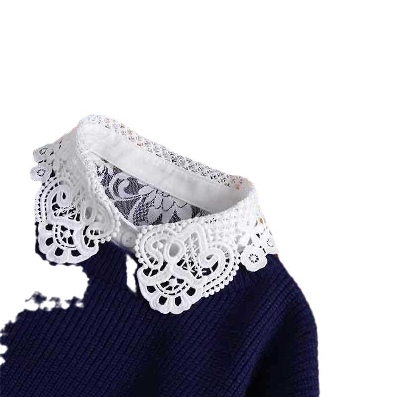 Žieminis apatinis kostiumas su raukiniais, vienspalvis, oficialus baltas megztinis su dirbtine apykakle