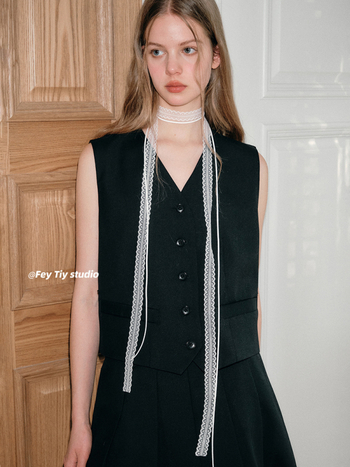 Κολιέ με μεταξωτό κασκόλ και ζώνη για την κλείδα, σε στρώσεις, με λεπτή, στενή δαντέλα και σχέδιο σε στρώσεις, για γυναίκες, για την άνοιξη και το καλοκαίρι