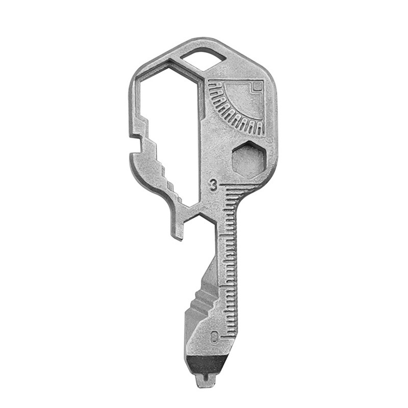 Privjesak od nehrđajućeg čelika za vanjsku upotrebu, mini alat za ključeve, mjerenje, popravak, otvoreno uže za rezanje boca, 24 u 1 ključ za ključeve