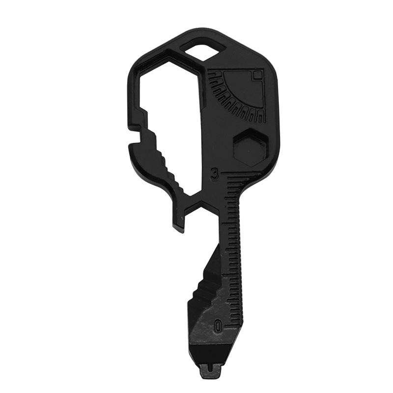 Privjesak od nehrđajućeg čelika za vanjsku upotrebu, mini alat za ključeve, mjerenje, popravak, otvoreno uže za rezanje boca, 24 u 1 ključ za ključeve