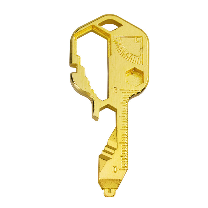 Privjesak od nehrđajućeg čelika za vanjsku upotrebu, mini alat za ključeve, mjerenje, popravak, otvoreno uže za rezanje boca, 24 u 1 ključ za ključeve