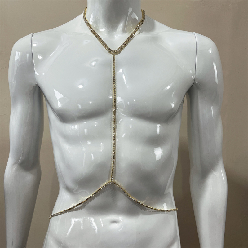 Seksualios sprogstamosios medžiagos, skirtos seksualiai bikini stiliaus krūtinės grandinėlei, europietiška ir amerikietiška, vieno sluoksnio cirkonio kaklo grandinėlė, skirta kūno puošmenoms.