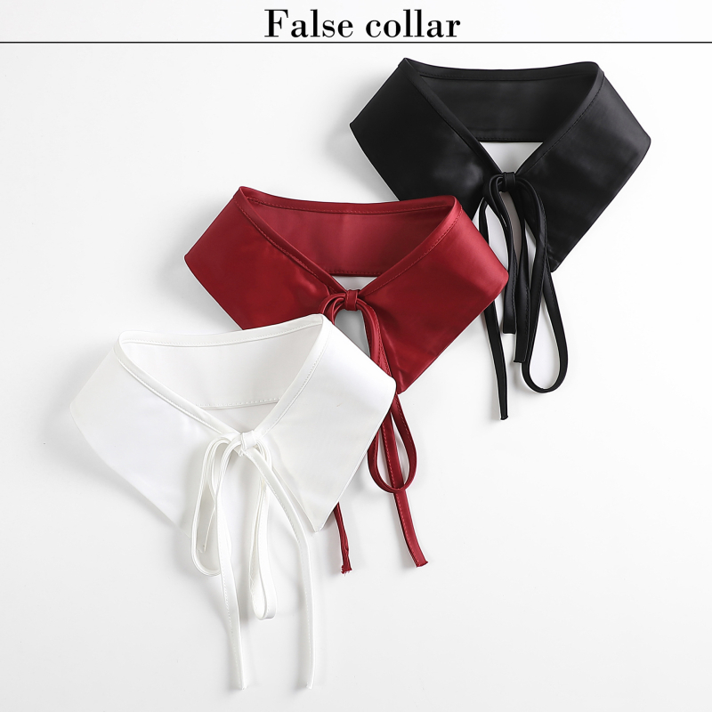 „Amazon“ juodos ir baltos spalvos bordo spalvos minkšta, lengva stovo apykaklė moterims, lengviausia derinti prie mados, dekoratyvinė netikra atlasinė apykaklė, pažangi stovo apykaklė.