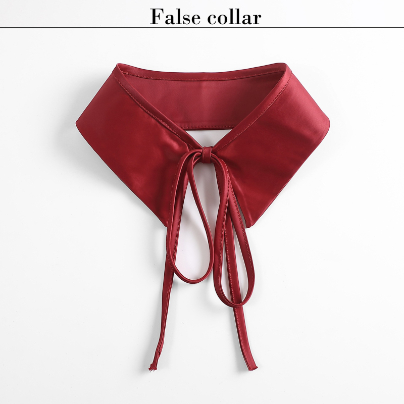 „Amazon“ juodos ir baltos spalvos bordo spalvos minkšta, lengva stovo apykaklė moterims, lengviausia derinti prie mados, dekoratyvinė netikra atlasinė apykaklė, pažangi stovo apykaklė.