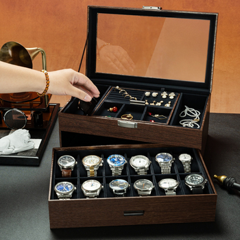 Kellakarp, pähklipuu mustriga seeria, mitmepositsiooniline ehete hoiukarp, kellakarp, prillide ümbris, päikeseprillide hoiukarp