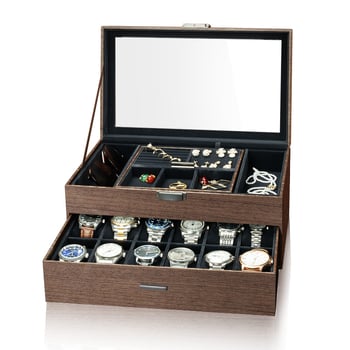 Kellakarp, pähklipuu mustriga seeria, mitmepositsiooniline ehete hoiukarp, kellakarp, prillide ümbris, päikeseprillide hoiukarp