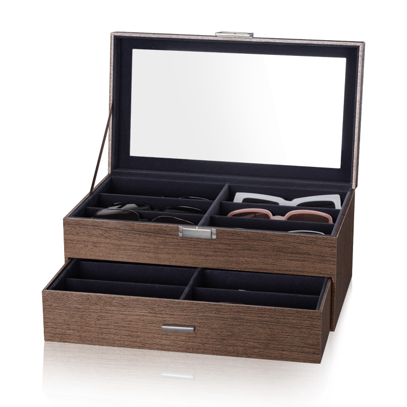 Kellakarp, pähklipuu mustriga seeria, mitmepositsiooniline ehete hoiukarp, kellakarp, prillide ümbris, päikeseprillide hoiukarp