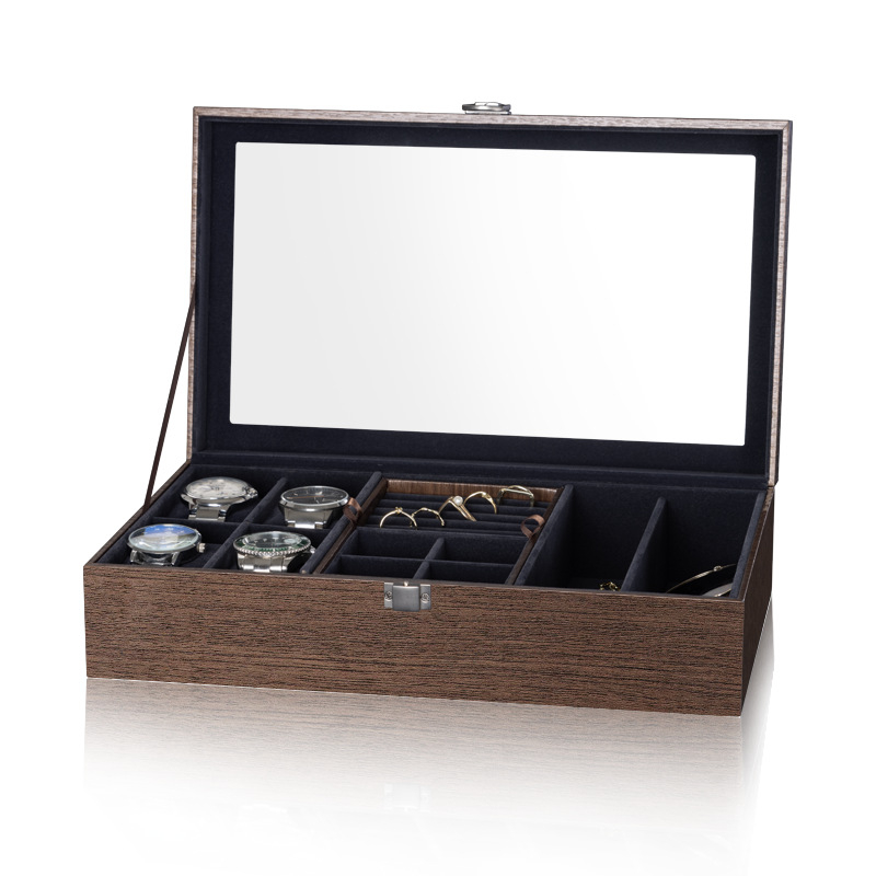 Kellakarp, pähklipuu mustriga seeria, mitmepositsiooniline ehete hoiukarp, kellakarp, prillide ümbris, päikeseprillide hoiukarp