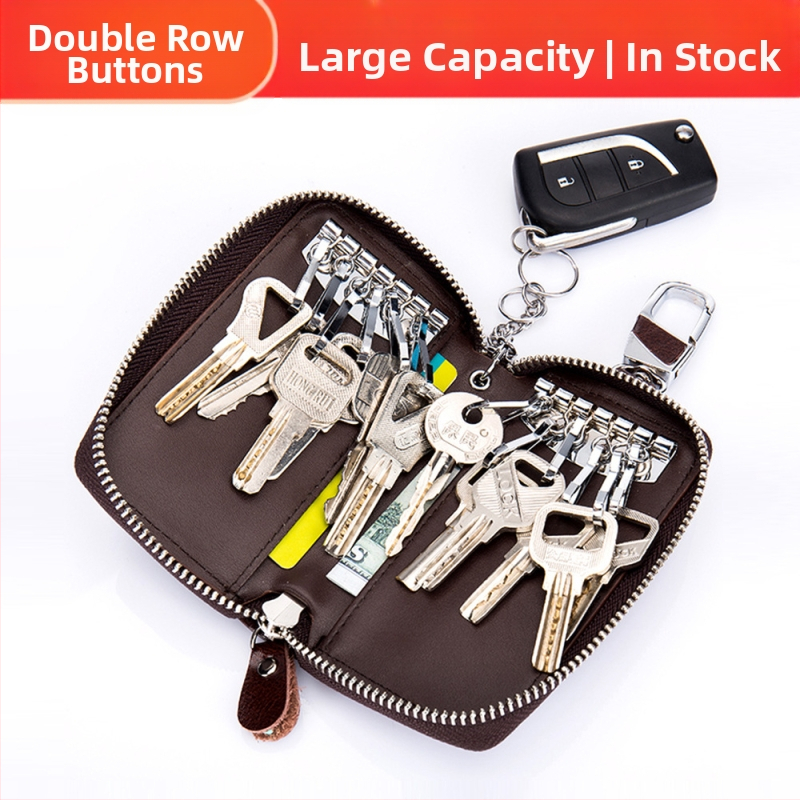 Pārrobežu ārējās tirdzniecības ekskluzīva atslēgu soma ar daudzfunkcionālu rāvējslēdzēju, īstas ādas, vīriešu mājas atslēgu soma ar lielu ietilpību, sievietēm