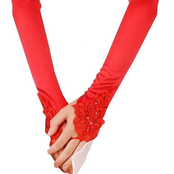 1920-ųjų vakarėlių karoliukų etiketo tuščiaviduris atlasinis kabliuko formos pirštas ilgomis rankovėmis, tarpvalstybinės nuotakos vestuvinės suknelės pirštinės