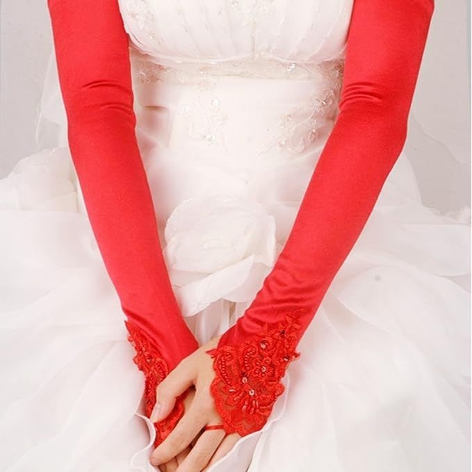 1920-ųjų vakarėlių karoliukų etiketo tuščiaviduris atlasinis kabliuko formos pirštas ilgomis rankovėmis, tarpvalstybinės nuotakos vestuvinės suknelės pirštinės