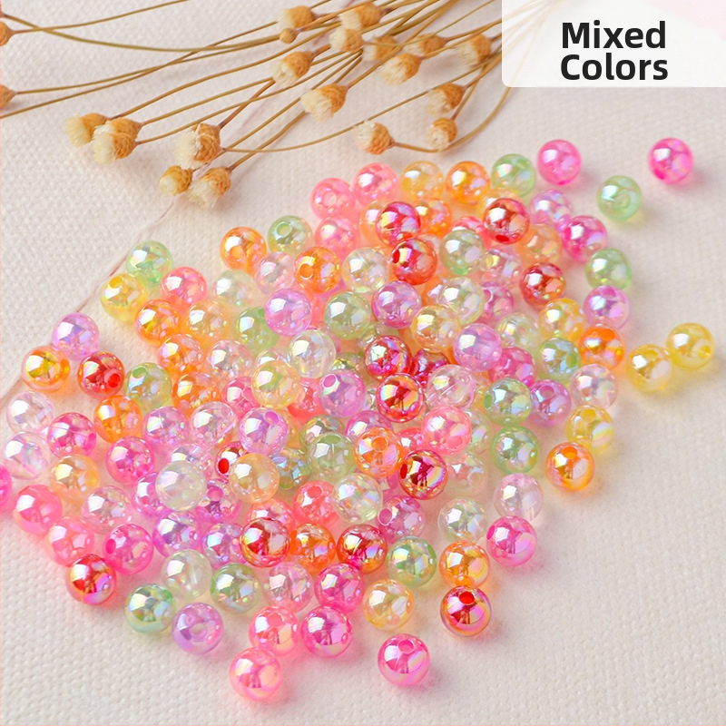 Perforuoti skaidrūs AB spalvos perlų karoliukai, padengti spalvų magija, spalvoti plastikiniai rankų darbo papuošalų aksesuarai, karoliukai sandėlyje