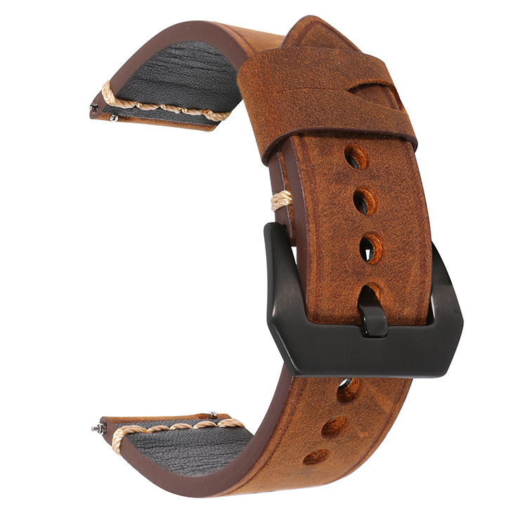 Curea din piele Crazy Horse direct din fabrică, 22-20 mm, din piele de vacă adevărată, cu comutator și eliberare rapidă, curea inteligentă retro pentru bărbați