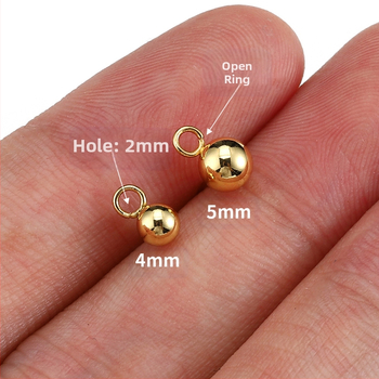 20 κλειστός δακτύλιος συγκόλλησης με καρφίτσα από ανοξείδωτο ατσάλι με κρεμαστή καρφίτσα, συγκράτηση χρώματος, σκουλαρίκια από χρυσό 14 καρατίων, στρογγυλές χάντρες, αξεσουάρ κοσμημάτων DIY