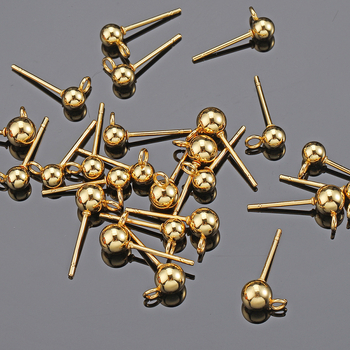 20 κλειστός δακτύλιος συγκόλλησης με καρφίτσα από ανοξείδωτο ατσάλι με κρεμαστή καρφίτσα, συγκράτηση χρώματος, σκουλαρίκια από χρυσό 14 καρατίων, στρογγυλές χάντρες, αξεσουάρ κοσμημάτων DIY