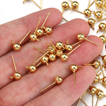 20 κλειστός δακτύλιος συγκόλλησης με καρφίτσα από ανοξείδωτο ατσάλι με κρεμαστή καρφίτσα, συγκράτηση χρώματος, σκουλαρίκια από χρυσό 14 καρατίων, στρογγυλές χάντρες, αξεσουάρ κοσμημάτων DIY