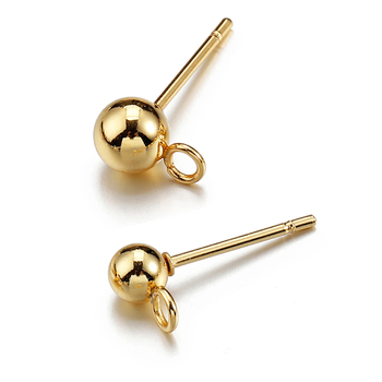 20 κλειστός δακτύλιος συγκόλλησης με καρφίτσα από ανοξείδωτο ατσάλι με κρεμαστή καρφίτσα, συγκράτηση χρώματος, σκουλαρίκια από χρυσό 14 καρατίων, στρογγυλές χάντρες, αξεσουάρ κοσμημάτων DIY