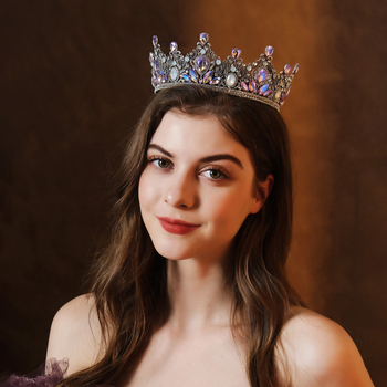 Euroopa ja Ameerika uus retro barokk-krooniga promopeokleitide aksessuaarid värviline rhinestone ümmargune pruudikroon