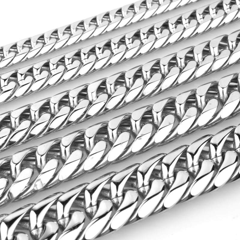 Ανδρικό κολιέ λείανσης με διπλή αγκράφα από ανοξείδωτο ατσάλι 9/11/13/16/19/21 χιλ., ασημένιο, με διπλή αγκράφα από ανοξείδωτο ατσάλι και τιτάνιο, έξι όψεων