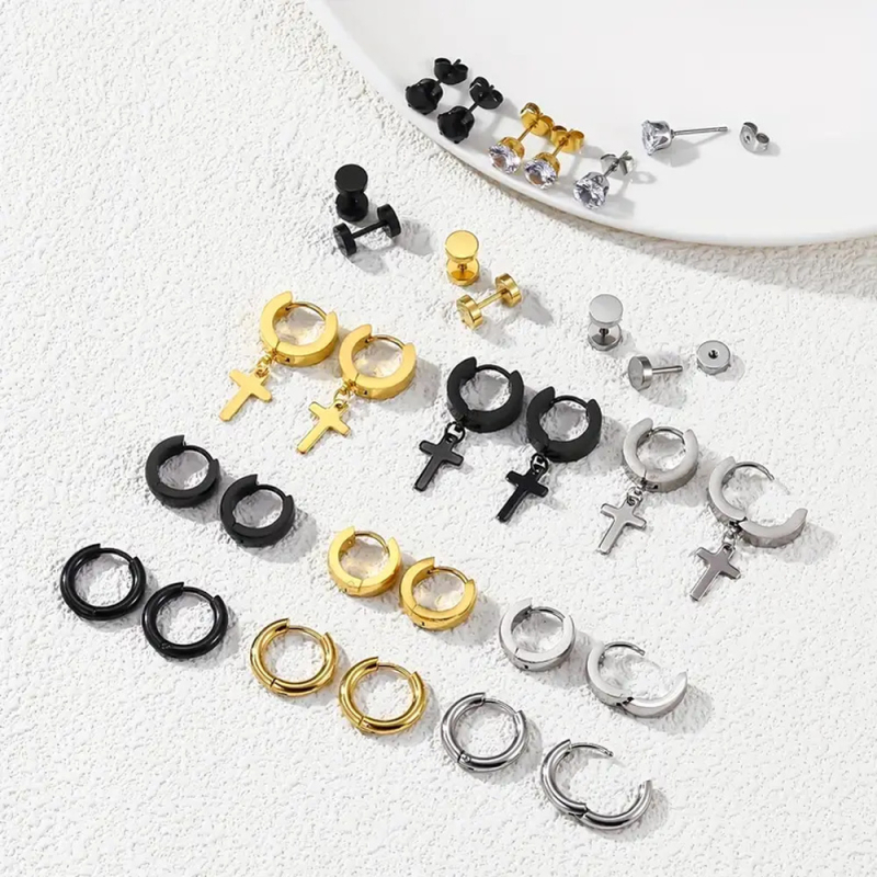 Europske i američke prekogranične Amazon trendi vruće prodavane muške naušnice s privjeskom od nehrđajućeg čelika s cirkonom