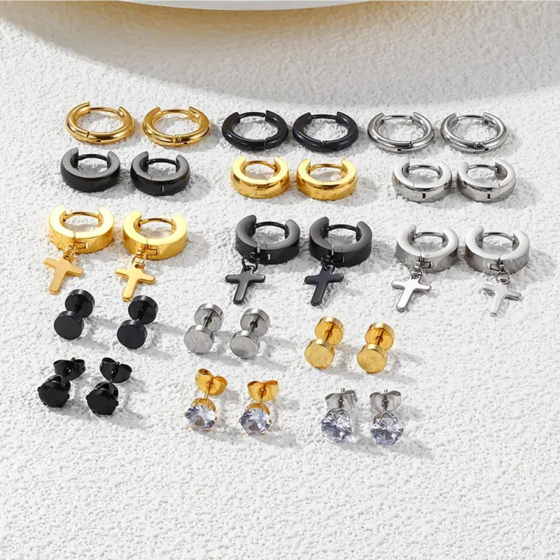 Europske i američke prekogranične Amazon trendi vruće prodavane muške naušnice s privjeskom od nehrđajućeg čelika s cirkonom