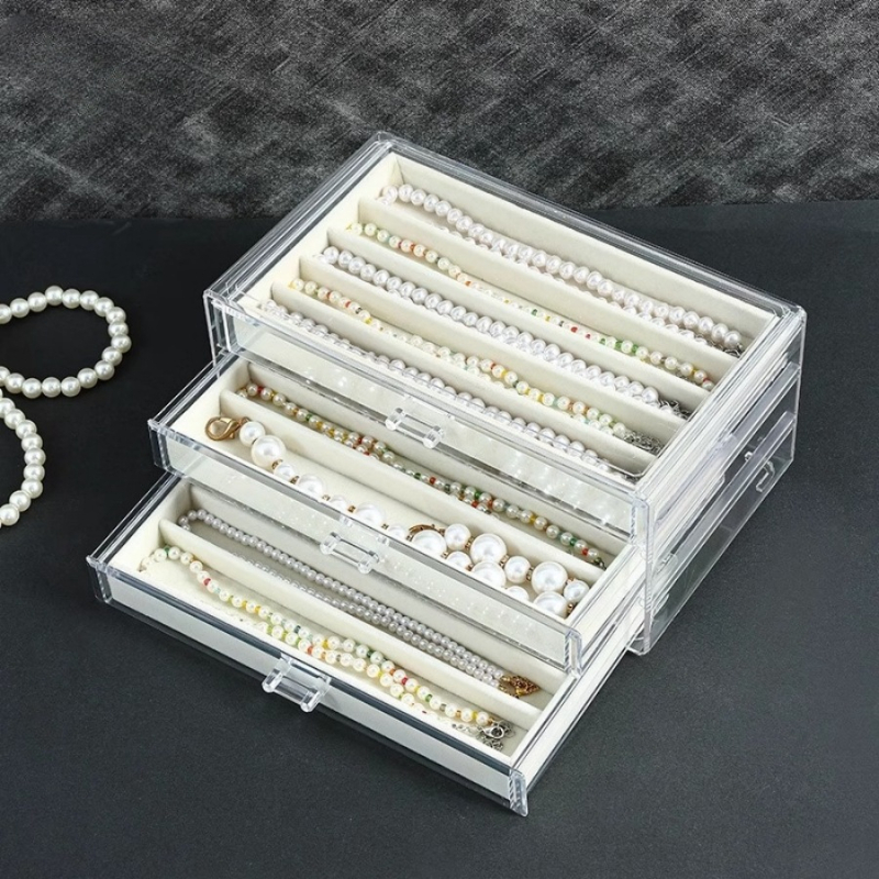 Läbipaistev kolmekihiline tolmukindel pärlkaelakee hoiukarp rangluu keti käevõru ehtekarp kaelakee ehete kogumiskarp