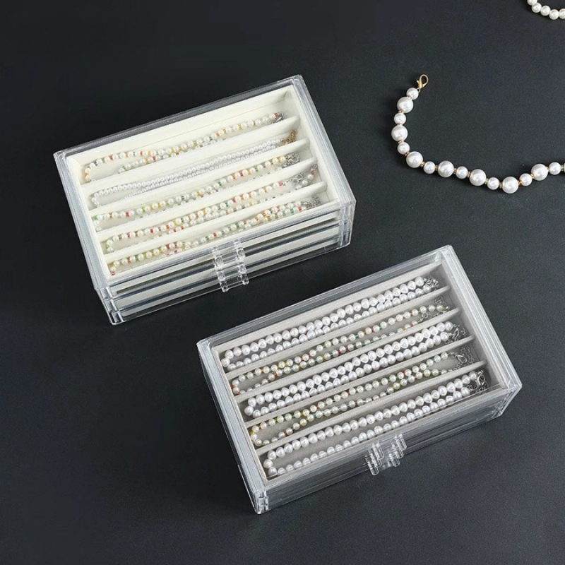 Läbipaistev kolmekihiline tolmukindel pärlkaelakee hoiukarp rangluu keti käevõru ehtekarp kaelakee ehete kogumiskarp