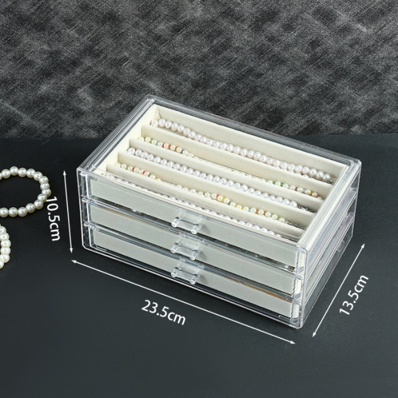 Läbipaistev kolmekihiline tolmukindel pärlkaelakee hoiukarp rangluu keti käevõru ehtekarp kaelakee ehete kogumiskarp