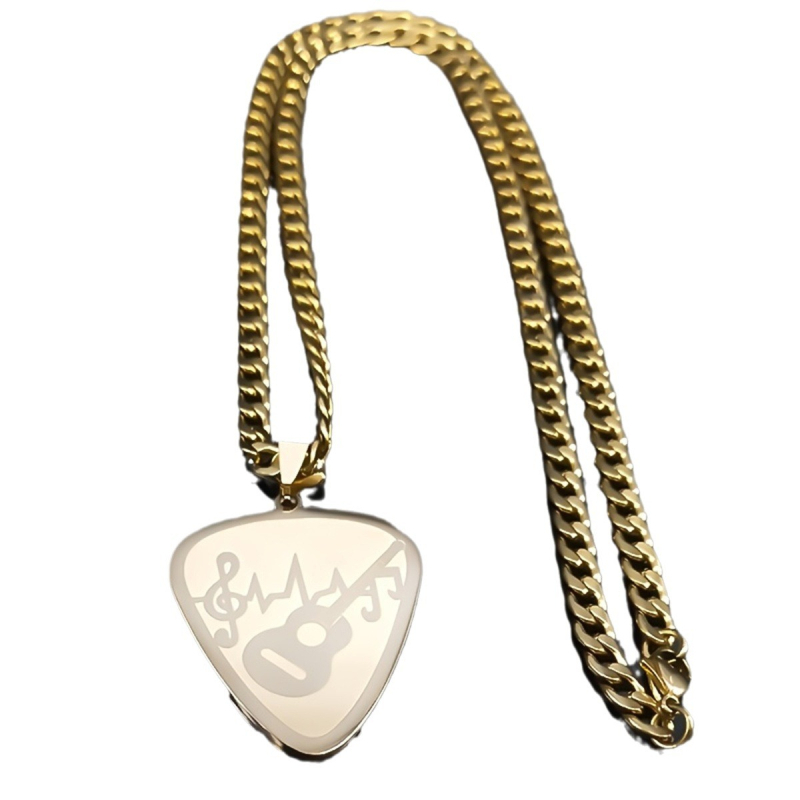 Amazon karstā izpārdošana nerūsējošā tērauda hiphopa ģitāras basa nošu kaklarota, modes kulona kaklarota mūzikas mīļotājiem