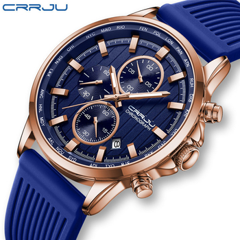 Ρολόι Crrju/Kajun New 2315 για άνδρες, με λουράκι σιλικόνης, επαγγελματικό ρολόι, casual