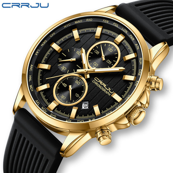 Ρολόι Crrju/Kajun New 2315 για άνδρες, με λουράκι σιλικόνης, επαγγελματικό ρολόι, casual