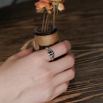 Μοντέρνο δαχτυλίδι Chao Sheng από ασήμι S925 με καρό σχέδιο, ρετρό δαχτυλίδι Diablo Didi Hip Hop Punk Eater για γυναίκες