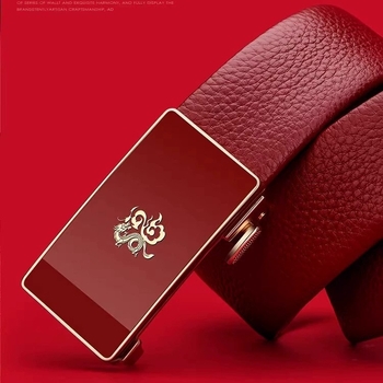 Curea King's Paul pentru bărbați, din piele naturală, curea roșie de șarpe, curea roșie de nuntă, curea interioară care poartă cadou de Anul Nou