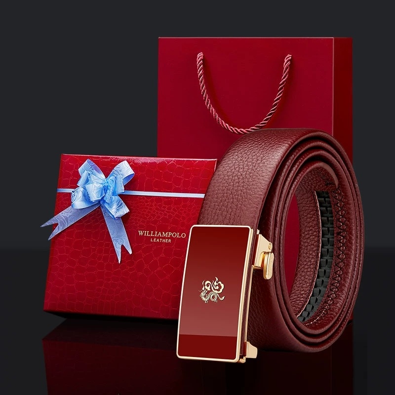 Curea King's Paul pentru bărbați, din piele naturală, curea roșie de șarpe, curea roșie de nuntă, curea interioară care poartă cadou de Anul Nou