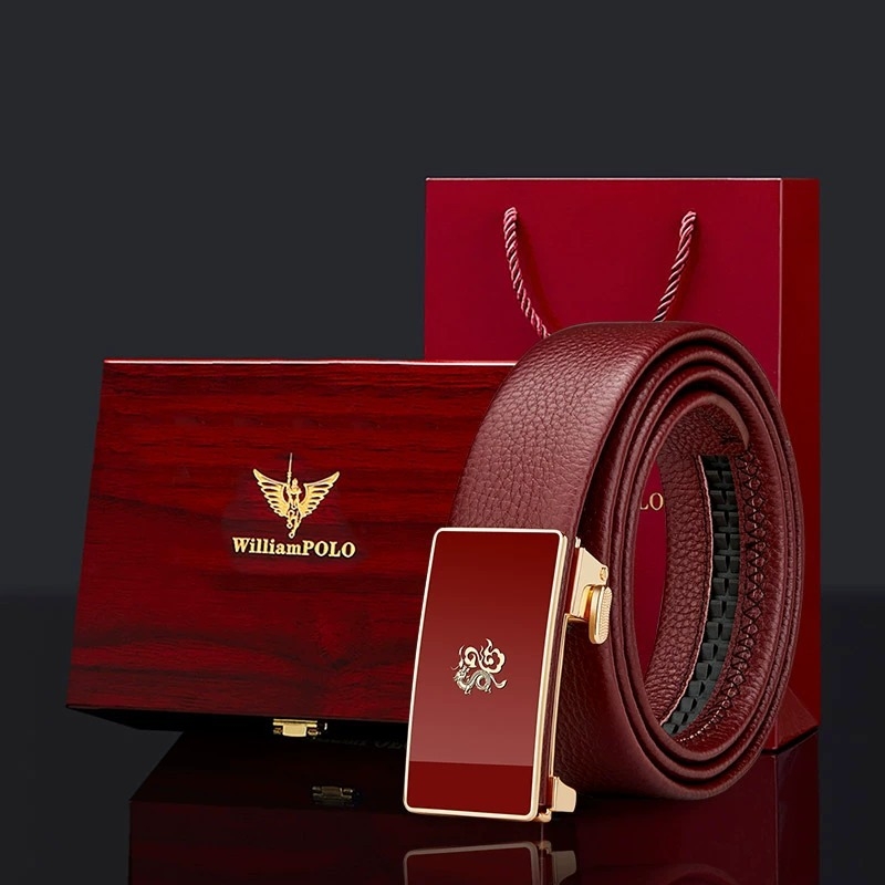 Curea King's Paul pentru bărbați, din piele naturală, curea roșie de șarpe, curea roșie de nuntă, curea interioară care poartă cadou de Anul Nou