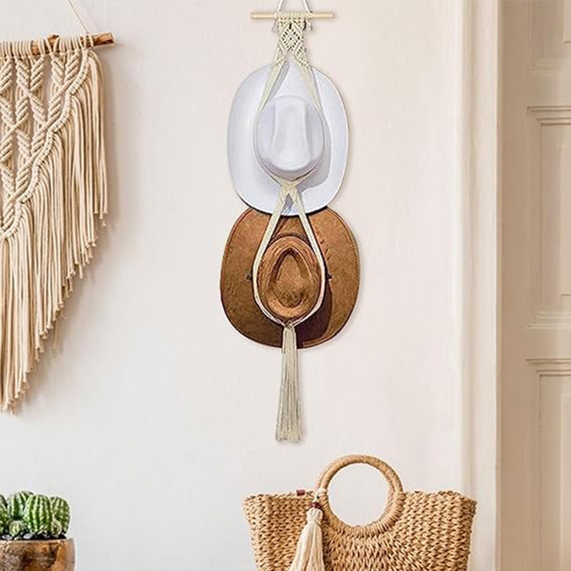 Трансгранична бохемска памучна тъкана стойка за съхранение на шапки, многослойна стенна щипка за съхранение, декорация за висяща шапка