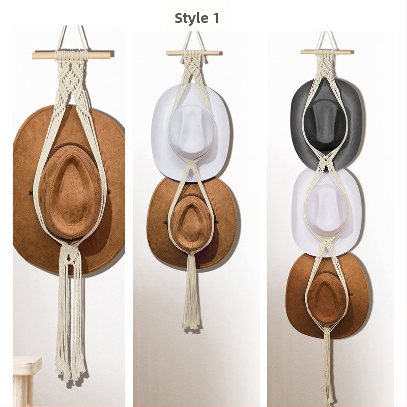 Трансгранична бохемска памучна тъкана стойка за съхранение на шапки, многослойна стенна щипка за съхранение, декорация за висяща шапка