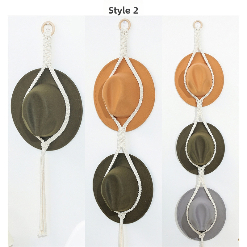 Трансгранична бохемска памучна тъкана стойка за съхранение на шапки, многослойна стенна щипка за съхранение, декорация за висяща шапка