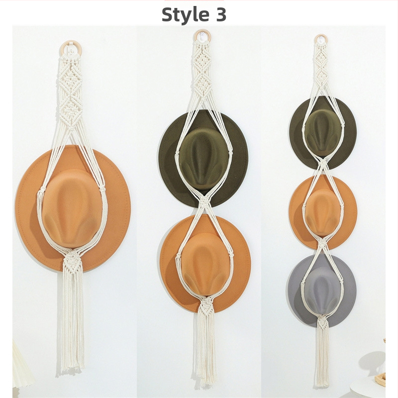 Трансгранична бохемска памучна тъкана стойка за съхранение на шапки, многослойна стенна щипка за съхранение, декорация за висяща шапка