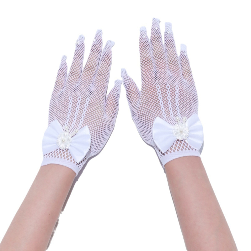 Naujos nuotakos vestuvinės pirštinės vintažinės nėriniuotos trumpo kaspino perlų vestuvinės suknelės kelioninės pirštinės su licencija