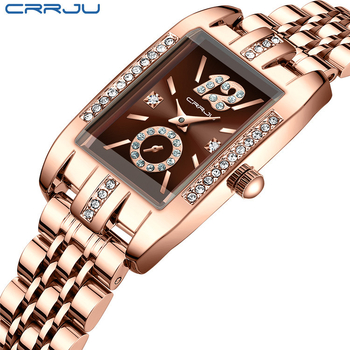 Ρολόι CRRJU/Kajun New Style 5017 με μπρασελέ από ανοξείδωτο ατσάλι και τετράγωνο μπρασελέ για γυναίκες.