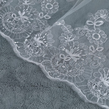 Булчински воал дълъг 4 м, нов външнотърговски воал, еднослоен, сватбен аксесоар с пайети и дантела, декоративен воал