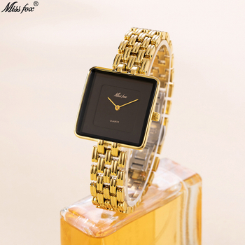 MISSFOX Watch Middle East Explosions Fashion Simple Golden Black Square Quartz Ladies Couple Watch Manufacturers